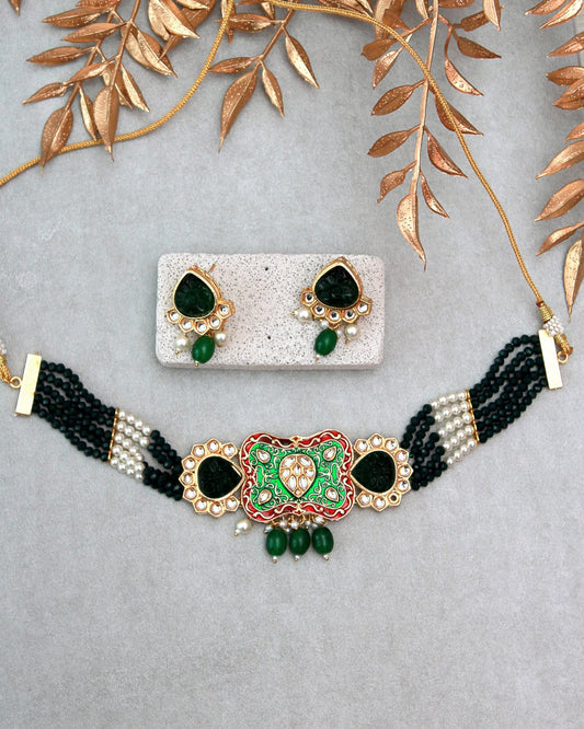 Luna Necklace Set Dark Green