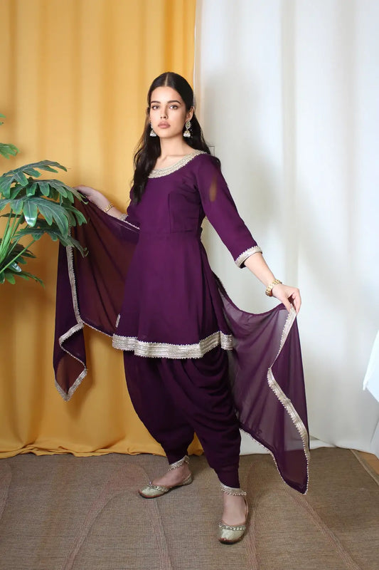 Dark Violet Punjabi Suit