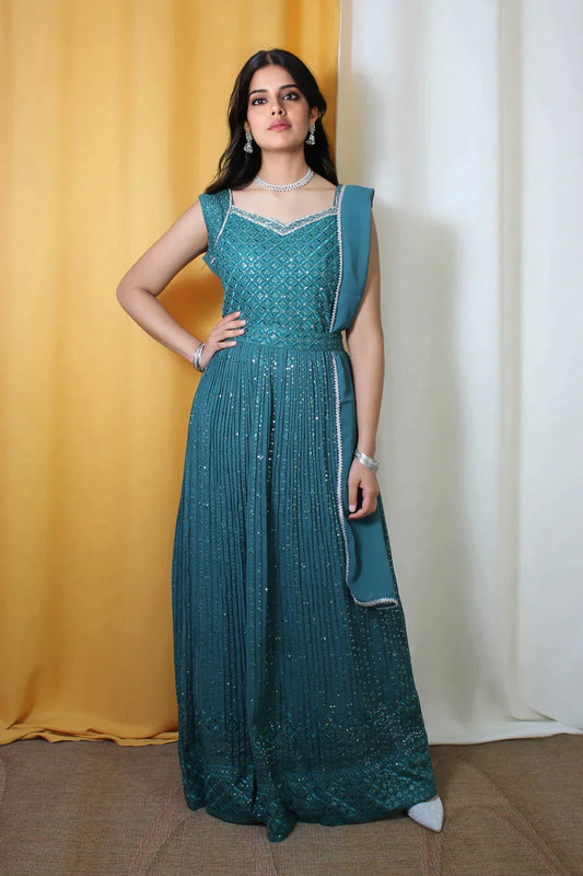 Sea Green Gown with Belt